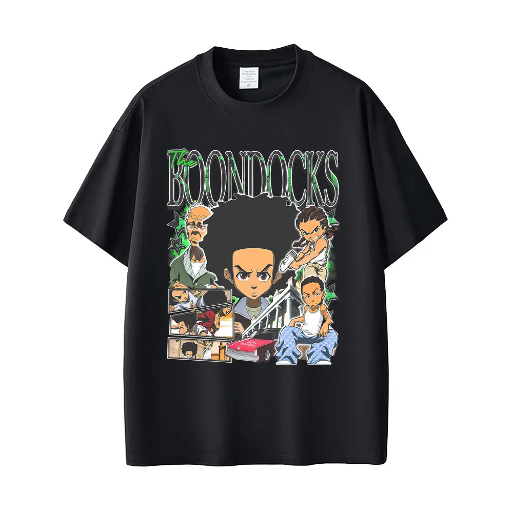 

Cartoon The Boondocks Huey and Riley Graphic T-shirt Men Women Casual Cotton Vintage T-shirts Men's Fashion Oversized T Shirts