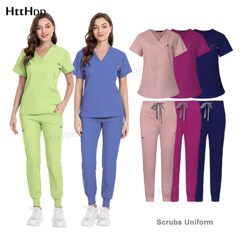 High-quality Hospital Uniforms Short Sleeve Nursing Scrub Uniforms Dentist Scrubs Women Veterinary Healthcare Pharmacy Work Wear