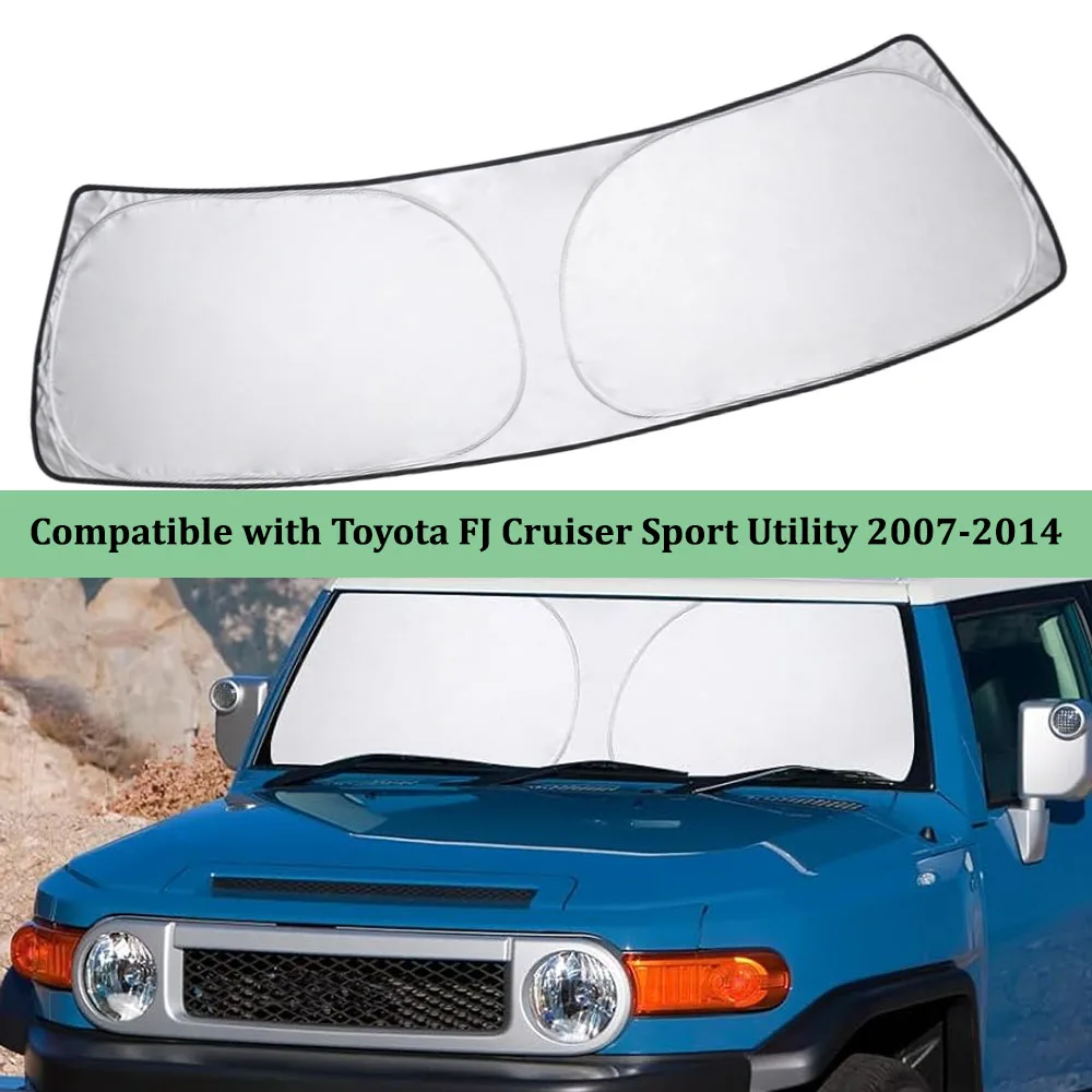

Folding Sunshade Protector Dual-Layer Sunshade Custom For Toyota FJ Cruiser Sport Utility 2007-2014 Front Windscreen Shade Visor