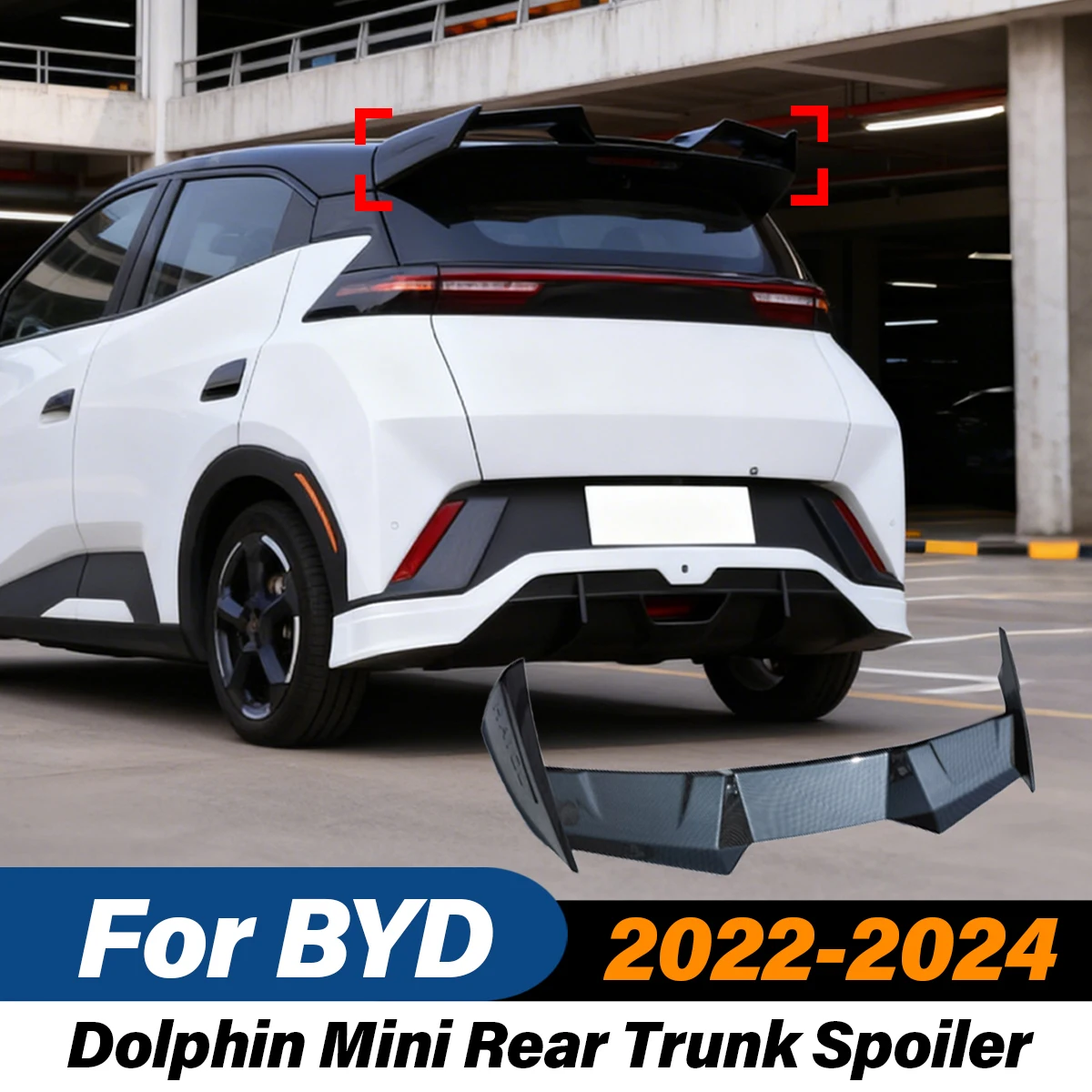 

Для BYD Dolphin Mini 2022 2023 2024, автомобильный задний спойлер багажника, ABS, карбоновый узор, гоночный стиль, спойлер, комплект модификации кузова