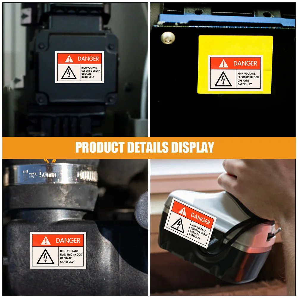 8Pcs Warning Electric Shocks Sign Durable Adhesive High Voltage Danger Labels Electrical Panel Caution Stickers