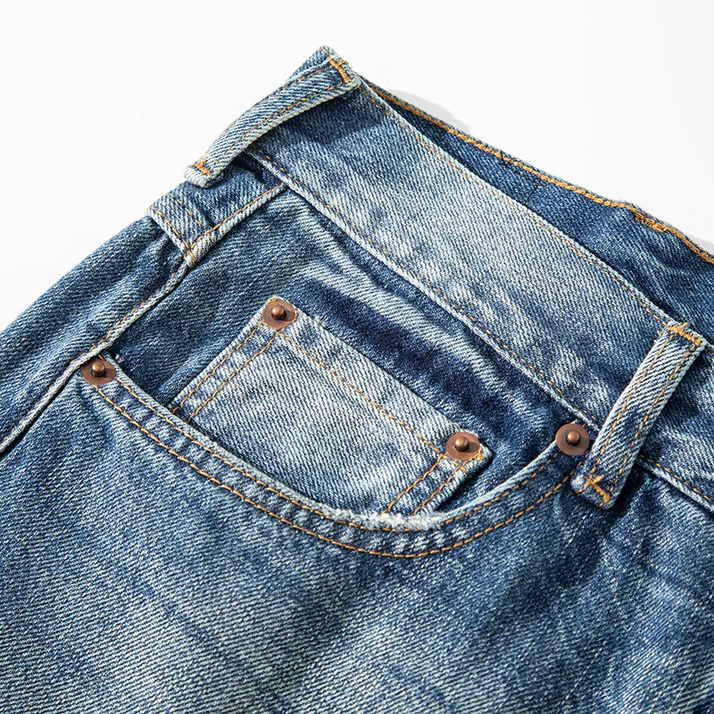 Pantaloni in Denim da uomo American minimalista sciolto tubo dritto senza bollettini Heavy-duty lavato baffi di gatto Jeans da uomo alla moda