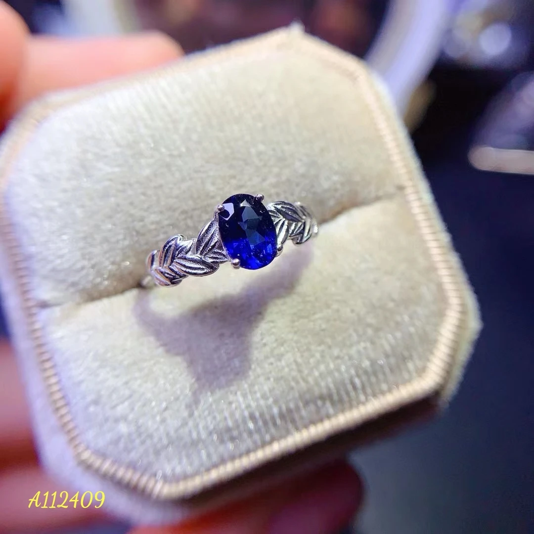 

Natural Royal Blue Sapphire Women's Ring S925 Pure Silver Plated Platinum Supports Testing Birthday Party Gift for Girlfriend