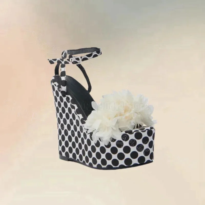 

Flower Design Circle Print Wedges Heel Sandals Buckle Strap Women Shoes Open Toe Fashion Party Banquet 2025 Zapatos Para Mujere