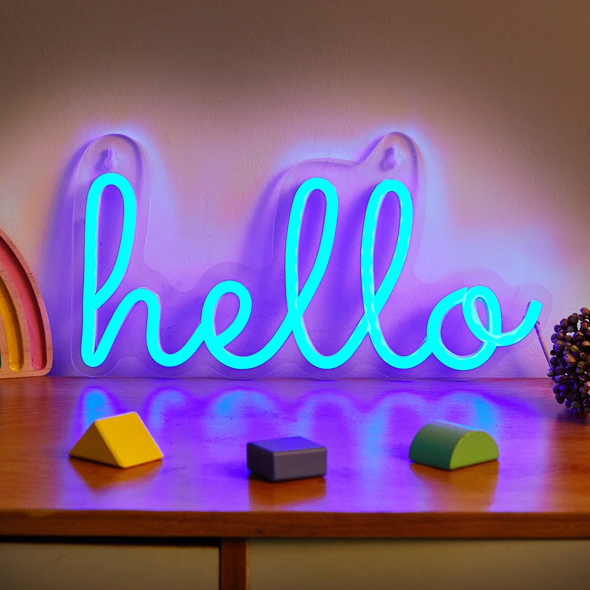 Chi-buy LED Neon Hello USB Powered Neon Signs Night Light 3D Wall Art Bedroom Living Room Decor Lamp Signs