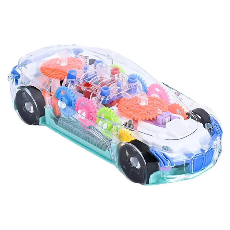 Gear Vehicles Light Up Transparent Electric Gear Vehicle Toddler Toys Bump And Go Car Toddler Toys With Music & Cool Lights For