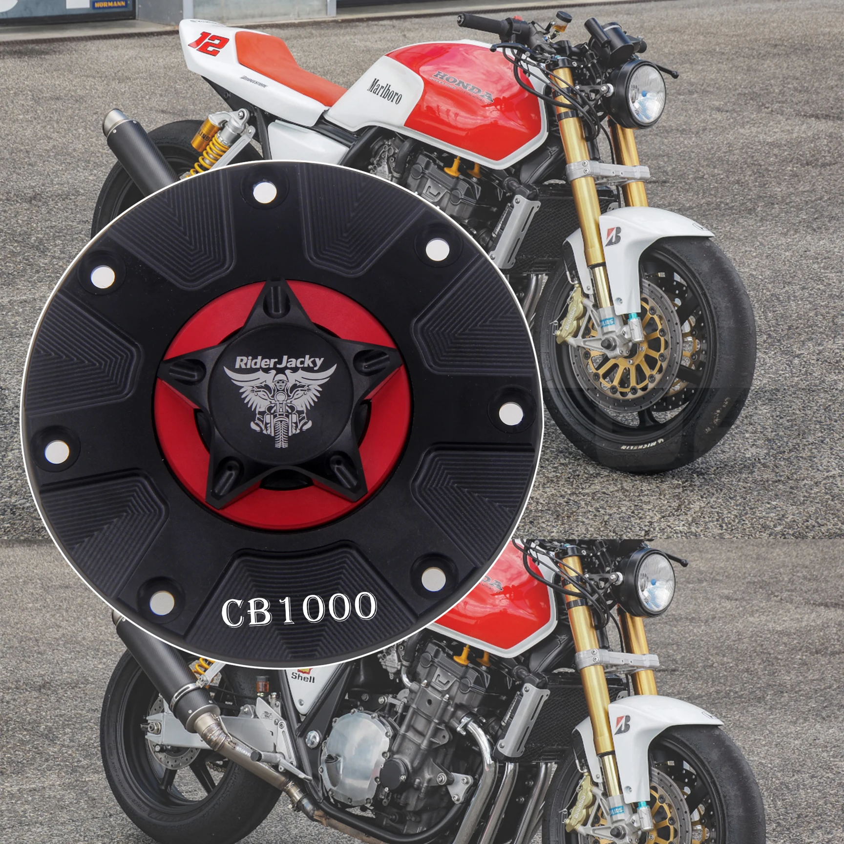 RiderJacky® Motorcycle Keyless Gas Cap Fuel Tank Cover For Honda CB1000 1992 1993 1994 1995 1996 CB 1000