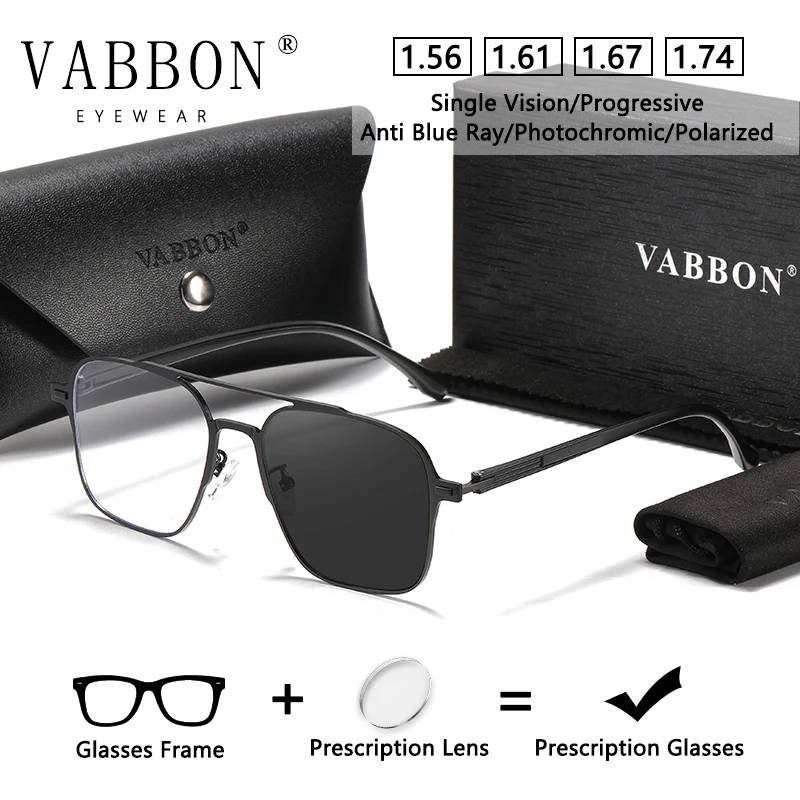 

Vabbon новые двулучевые очки по рецепту, мужские очки для близорукости, очки с защитой от синего света, модные плоские очки против усталости, фотохромные очки в металлической оправе в стиле ретро 9470