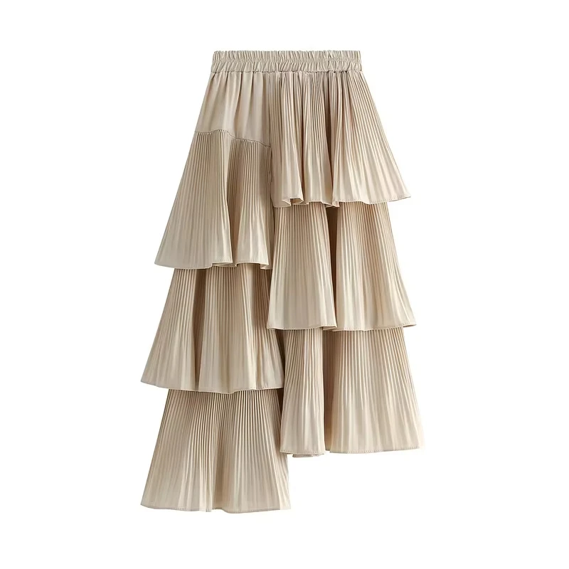 New In Women's Fashion Irregular High Waist Midi Long Skirt 2025 Korean Style Solid Color Elegant Party Casual Skirts