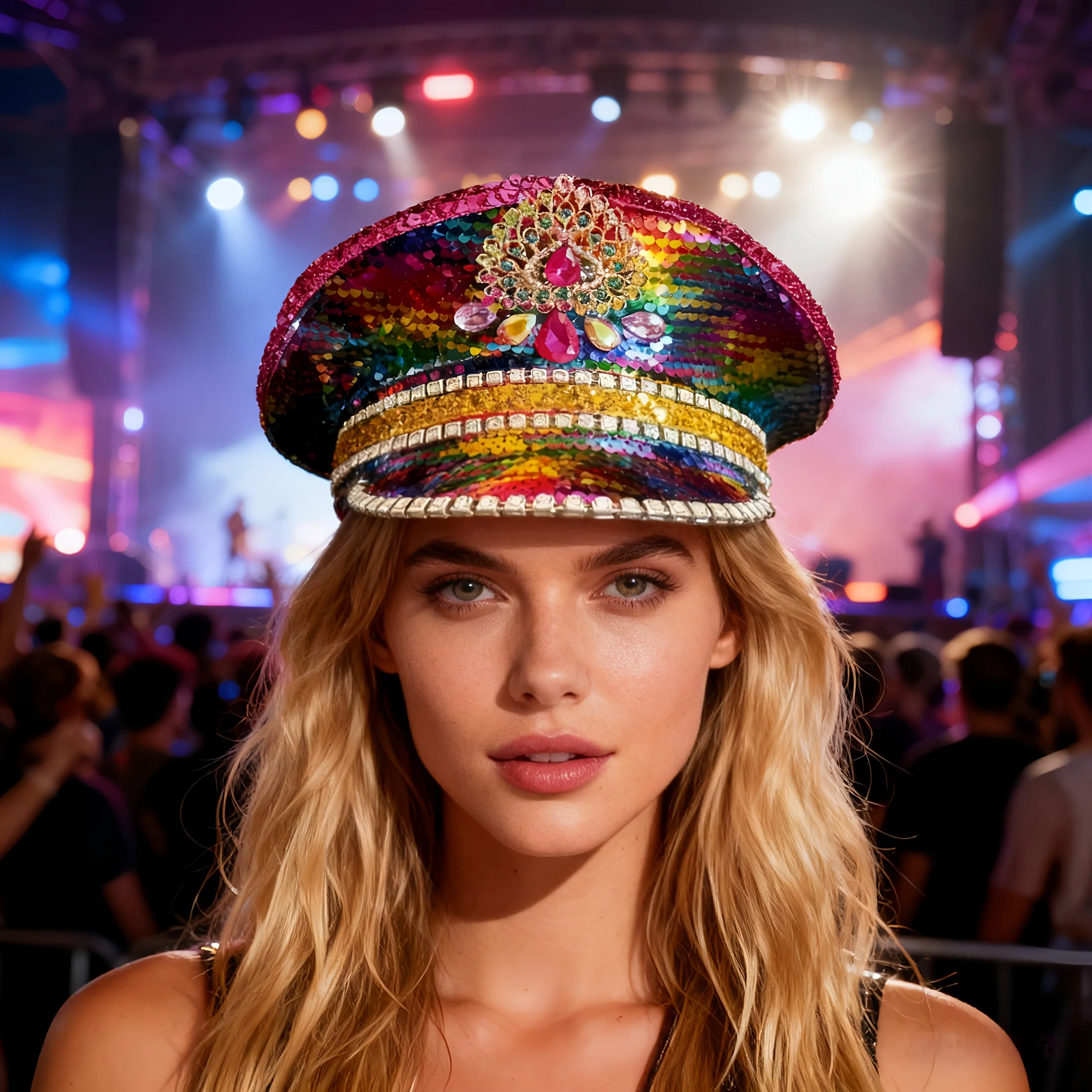 قبعة كابتن HongLuan اللامعة Steampunk من حجر الراين لحرق الرجل في المهرجانات، إكسسوارات عسكرية عتيقة وقبعة للرجال #1