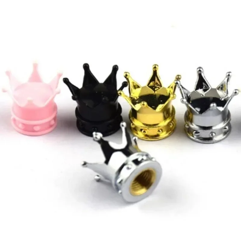 4pcs Crown Car Tire Valve Caps Decoration Wheel Rim Stem Dust Covers Crown Shape Tyre Styling Decorative Valve Cap Accessories