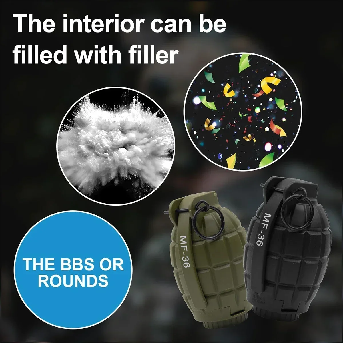 1/2PCS MF-36 수류탄 플라스틱 장난감 더미 수류탄 모델 Tactcial Airsoft Paintball 역할 놀이 소품