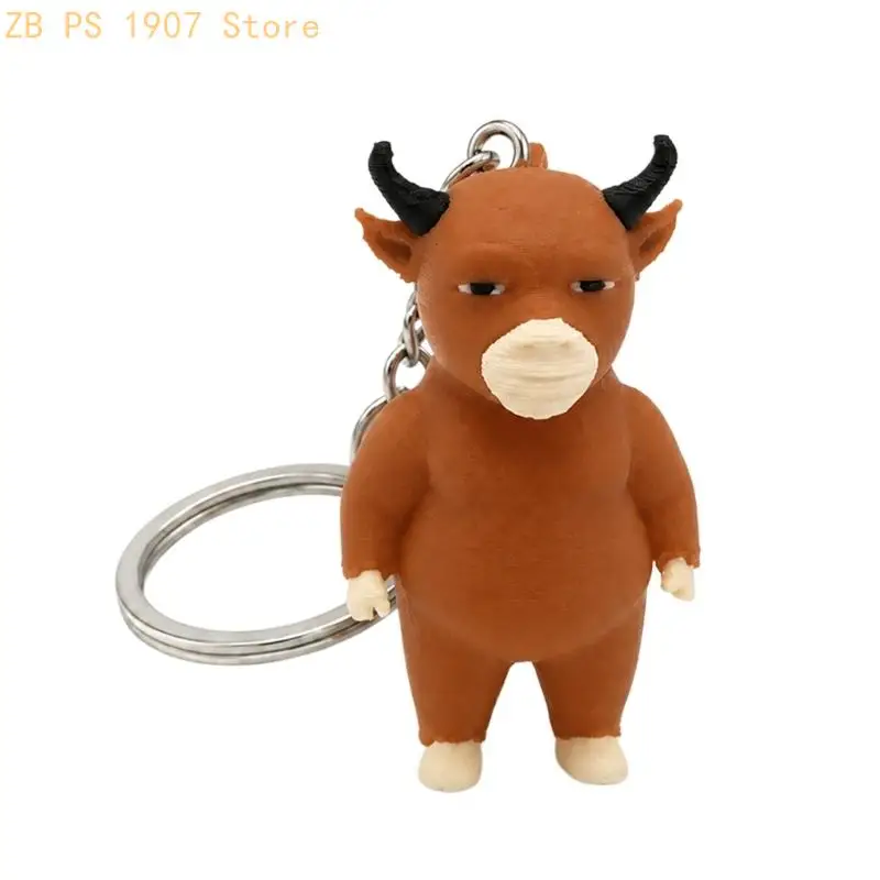 Abstract Horned Cow Ring for Handbags, Backpacks, and Keys 55KA