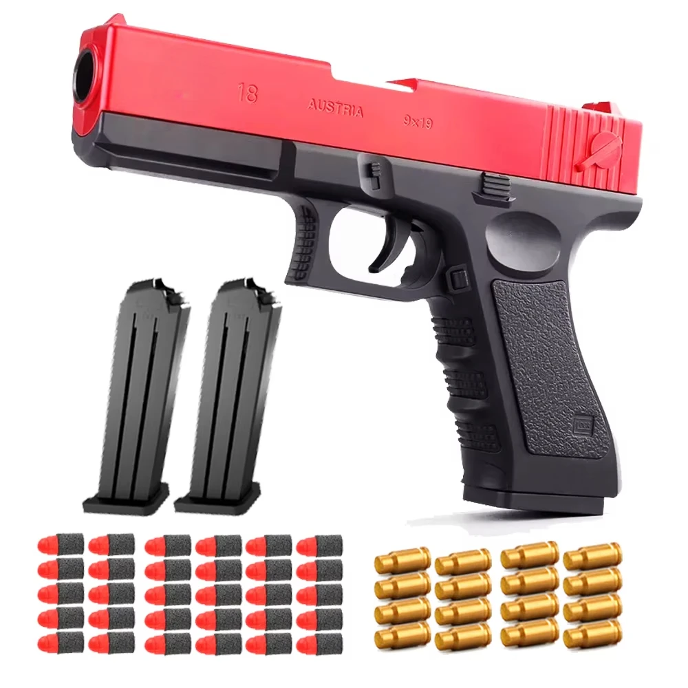 Manual G17 Soft Bullet Toy Gun Shell Ejection Outdoor Foam Darts Pistol Desert Eagle Airsoft Gun With Silencer For Kid Adult