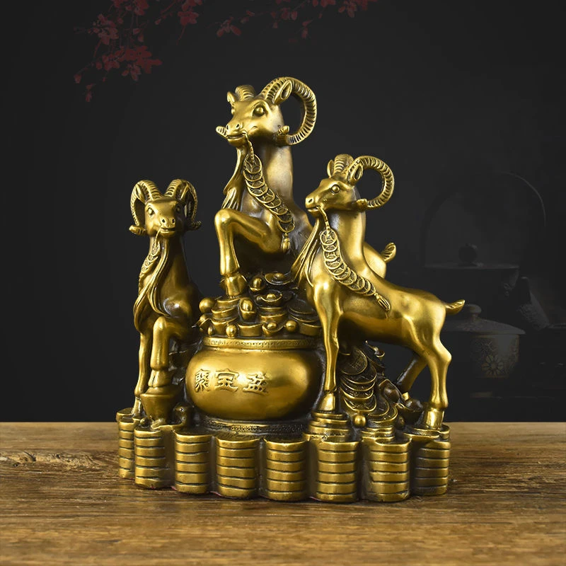 Ornament, Three Yang Kai Tai, Living Room Home Decoration, Decorative Craft, Large Copper Sheep