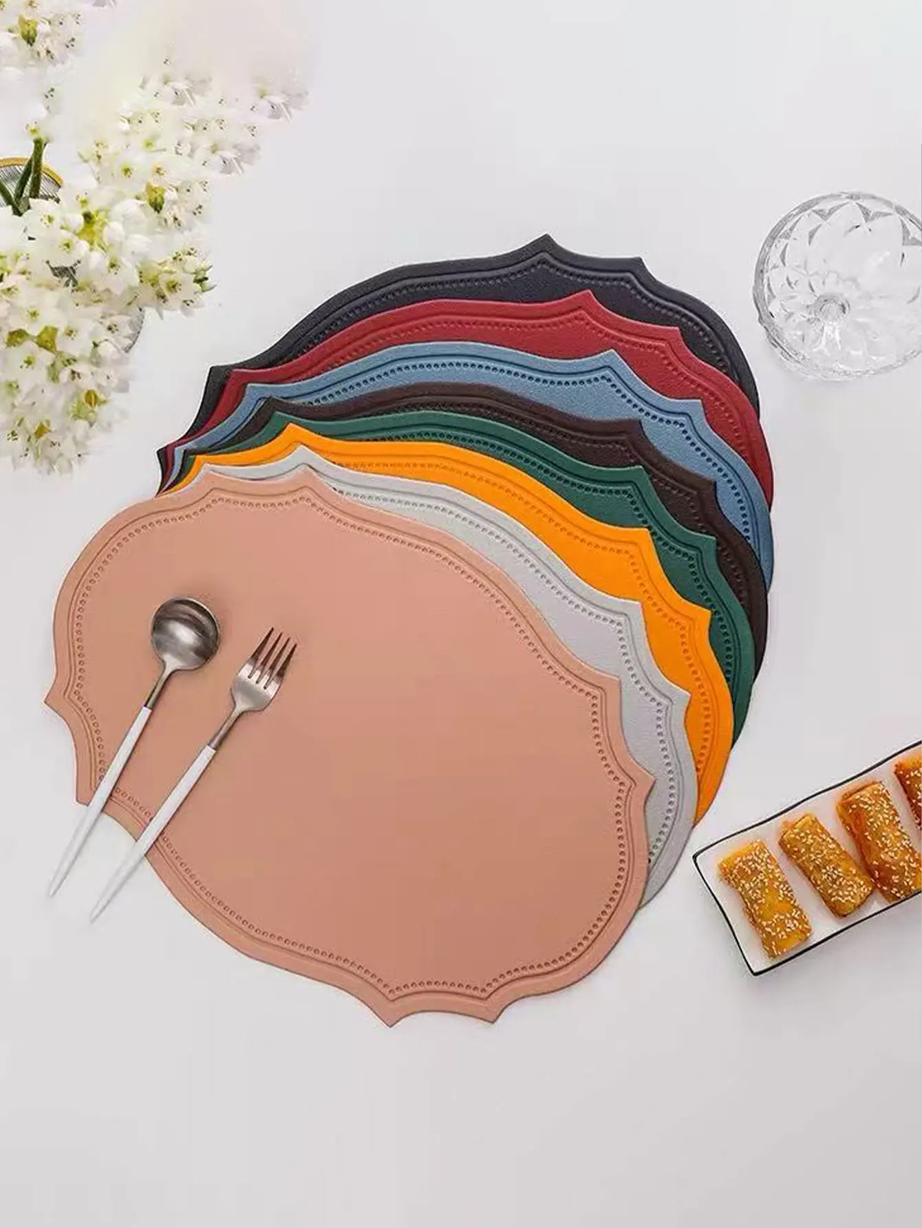 Leather Placemat Ins Style Dining Table Mat Nordic Creative Heat Insulation Mat Rectangular Waterproof Hotel Western Dining Mat Coffee Table Mat 1Pcs view 4