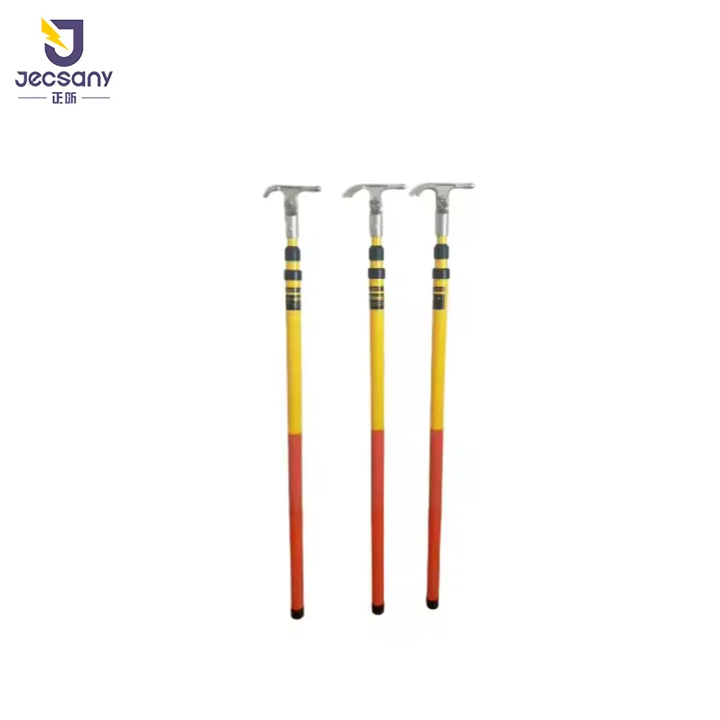 12.5m Fiberglass Insulated High Voltage Fiberglass Telescopic FRP Triangle Hot Stick For Electrical Power Industry