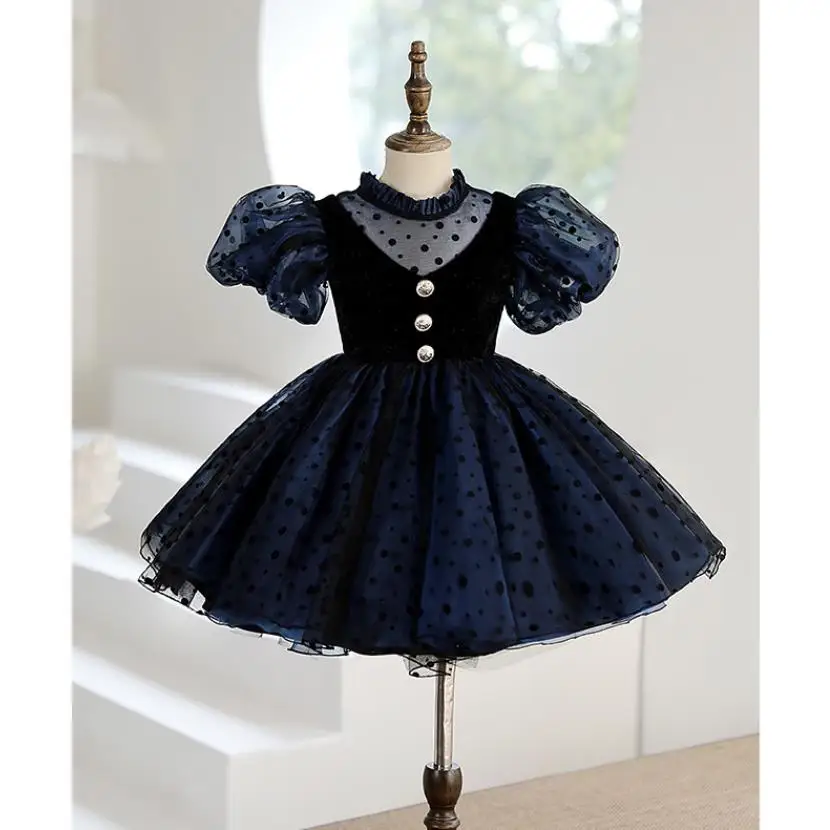 

Baby Spanish Lolita Princess Ball Gown Button Design Wedding Birthday Party Christening Clothes Dresses For Girls Easter A1560