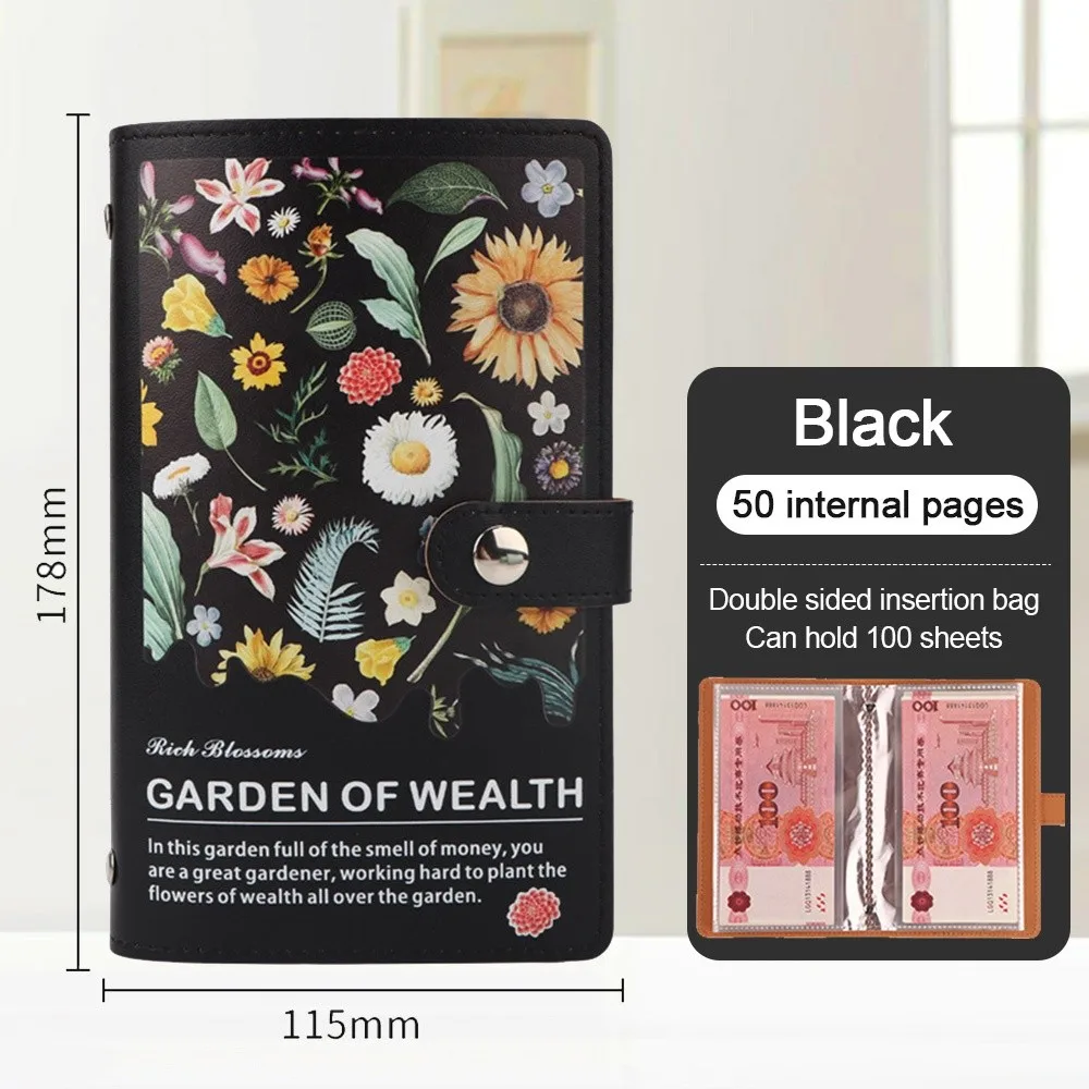 100 buste Risparmio di denaro Sfida Risparmia denaro PU Mini raccoglitore Sfida di risparmio Impermeabile riutilizzabile Sfide di risparmio Libro