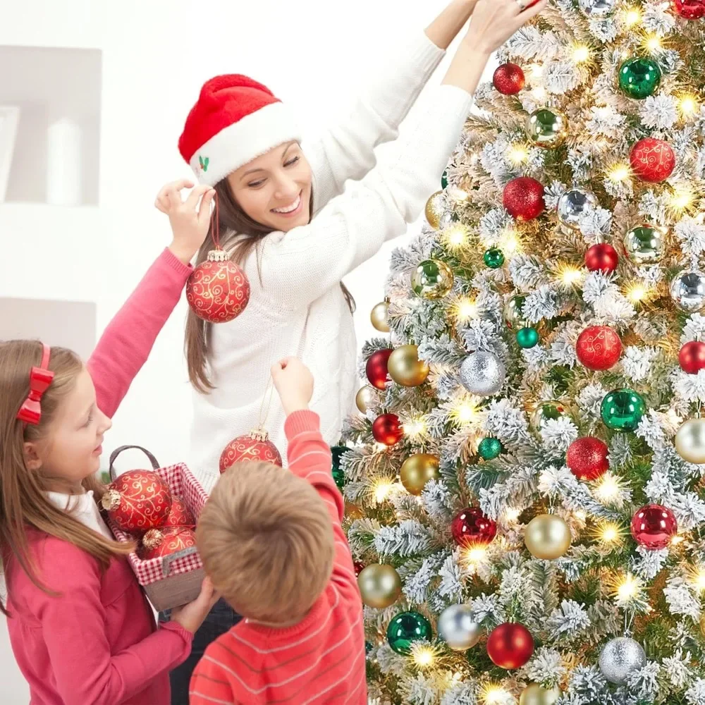 Artificial Christmas tree with incandescent warm white lights, snow covered full lights,incandescent lights and foldable bracket