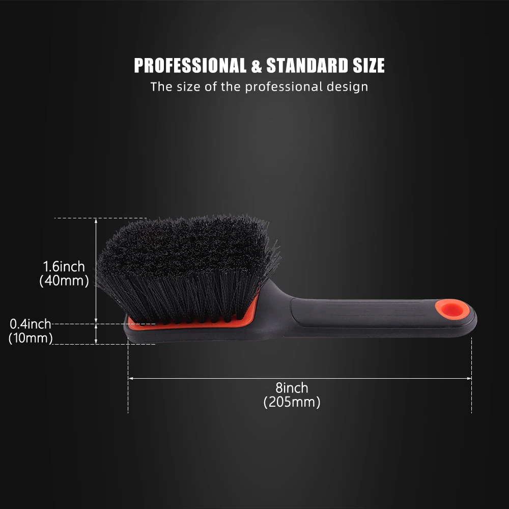 SPTA DF033 Black & Orange Car Tire Brush Made With PP Bristle For Car Floor Mats Set Belt Scrubbing Tires Cleaning
