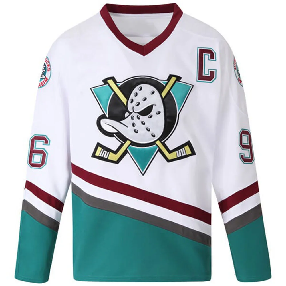 Anaheim Hockey Jersey Ducks The Mighty Ducks Conway #96 Reed #44 Bombay #66 Goldberg #33 Sport Shirts V-neck Women Men Top Print