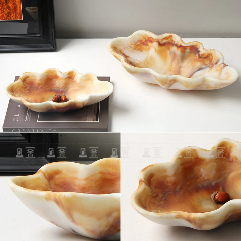 Simple wabi sabi medieval style imported imitation beef bone fruit plate ornament model room living room crafts