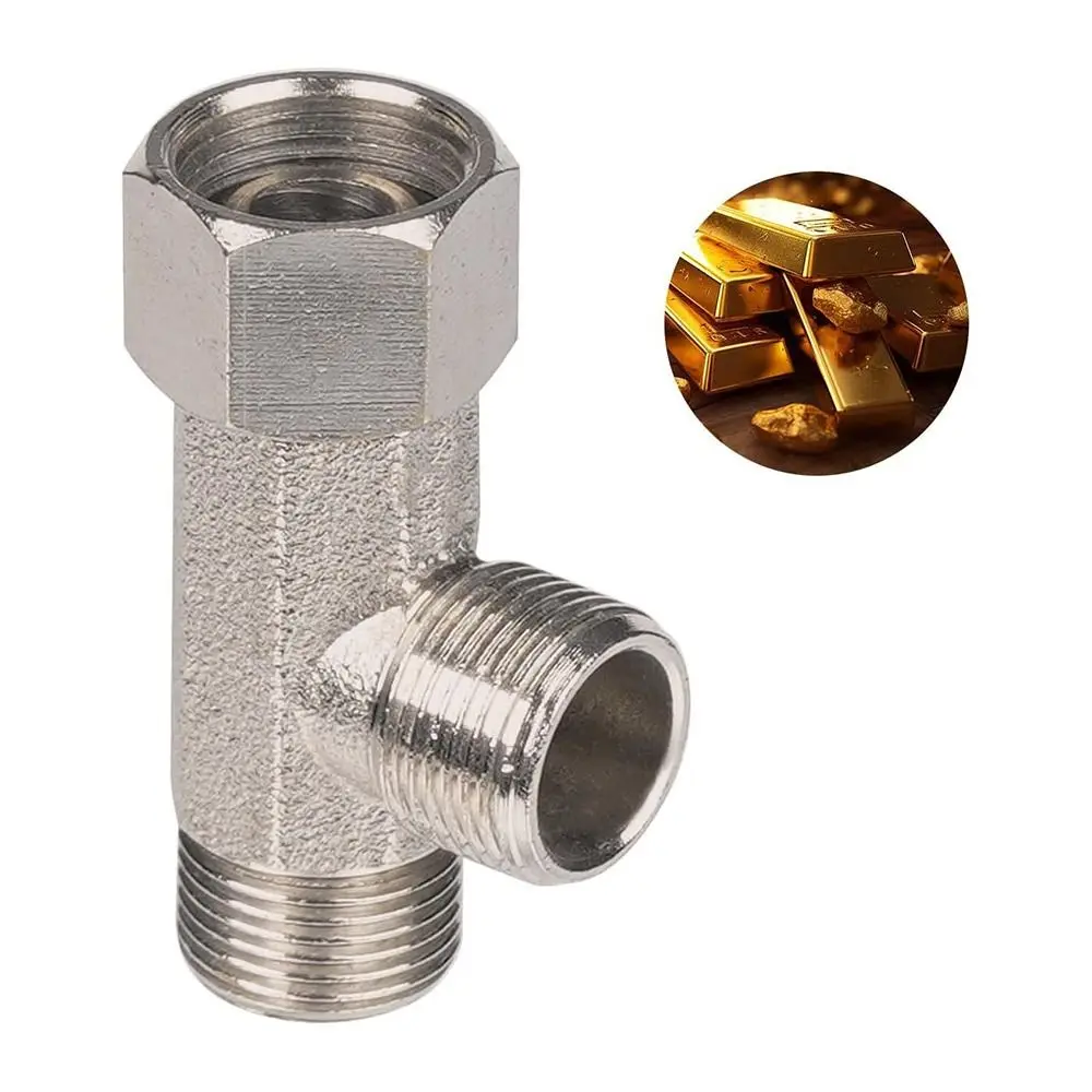 Brass T Valve Adapter Connector 3/8' 1/2' 9/16' 15/16' Durable Tee Joint 3 Way T Valve Connector Toilet Seat Bidet Attachment