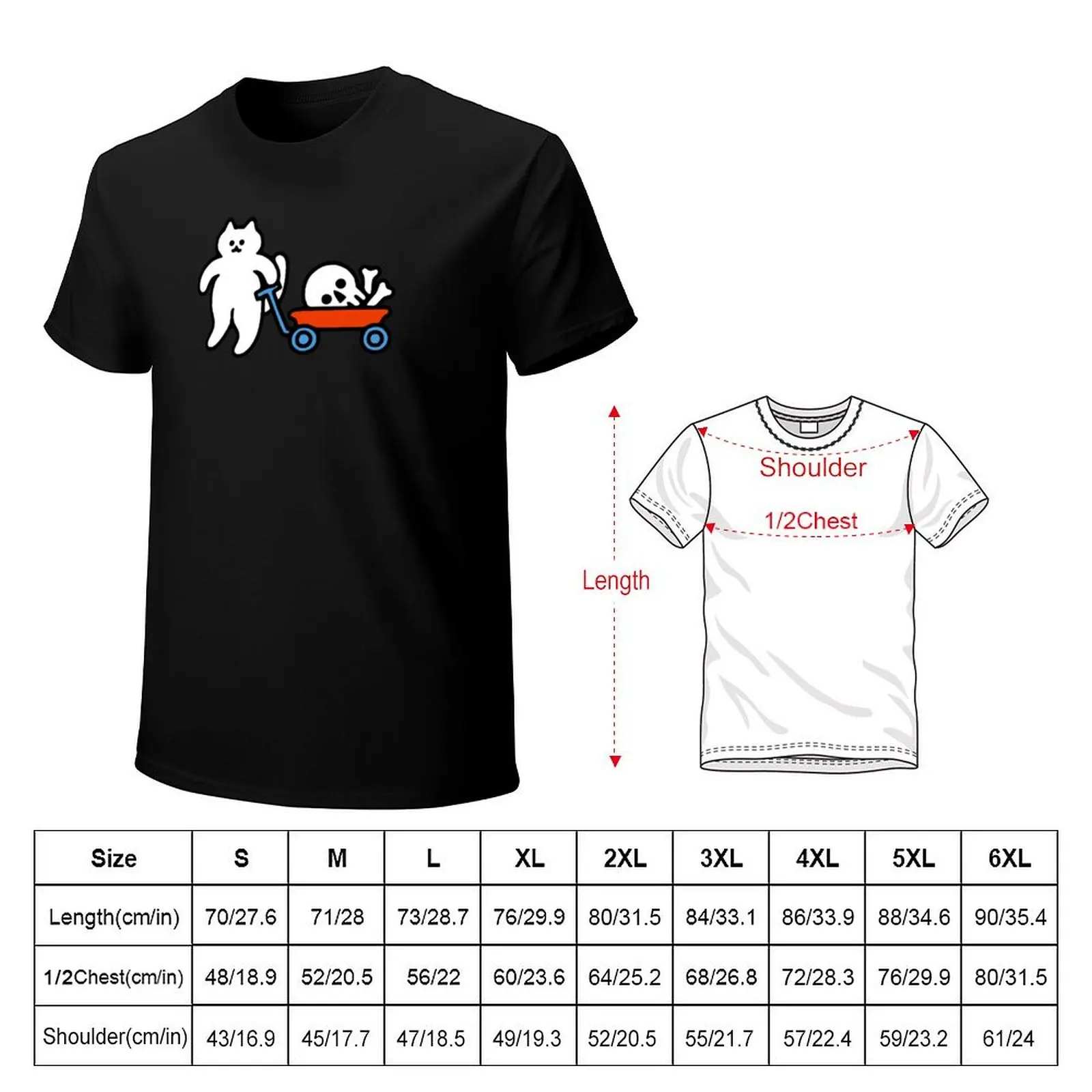 Cat and Skull Wagon T-Shirt Odor Resistant Short Sleeve Top