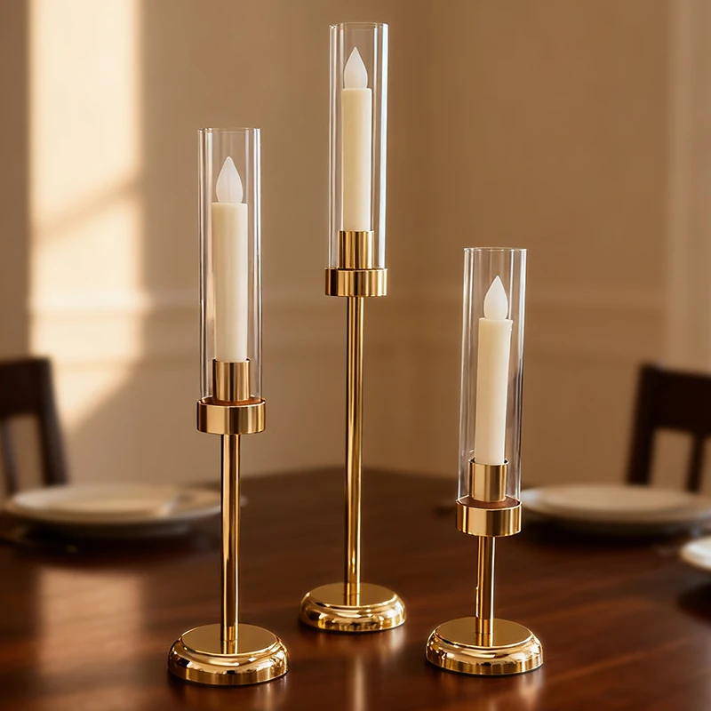 3Pcs/Set Wedding Party Dinning Decorative Candlestick Holders Kit Iron Candlesticks Suit Table Accessories for Restaurant Hotel