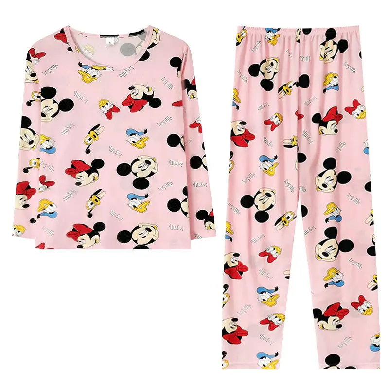 Disney cartoon animation Donald Duck new autumn pajamas women\'s long-sleeved cute Mickey casual round neck loungewear set