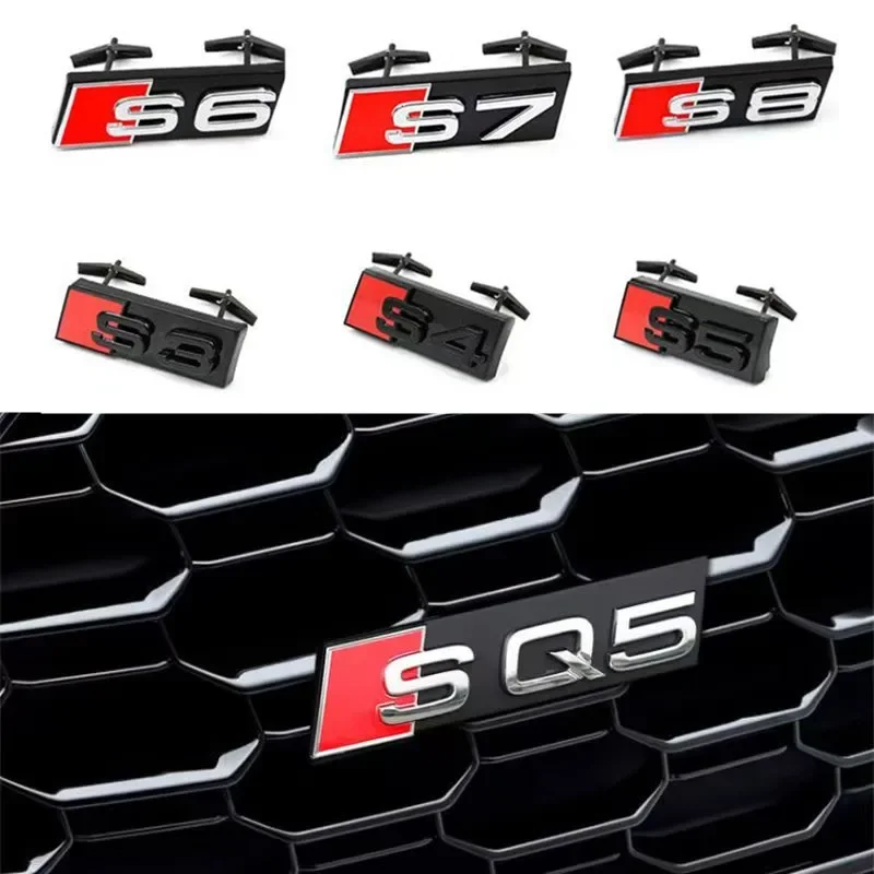 ABS سيارة الجبهة مصبغة شارة شعار الخارجي تعديل الملحقات لأودي S4 S3 S5 S6 S7 S8 RSQ3 RSQ4 RSQ5 RSQ6 RSQ7RSQ8 شعار