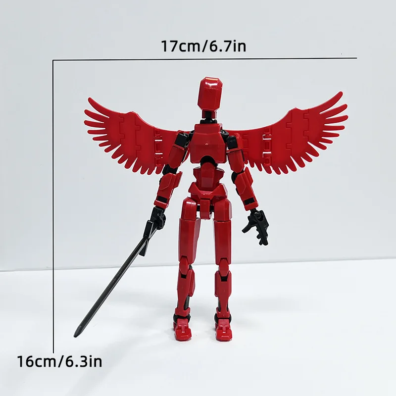 3D Printing Movable Shapeshift Robot, Full Body Mechanical Toy, Dummy with Stand, Winged, Creative Gifts for Children