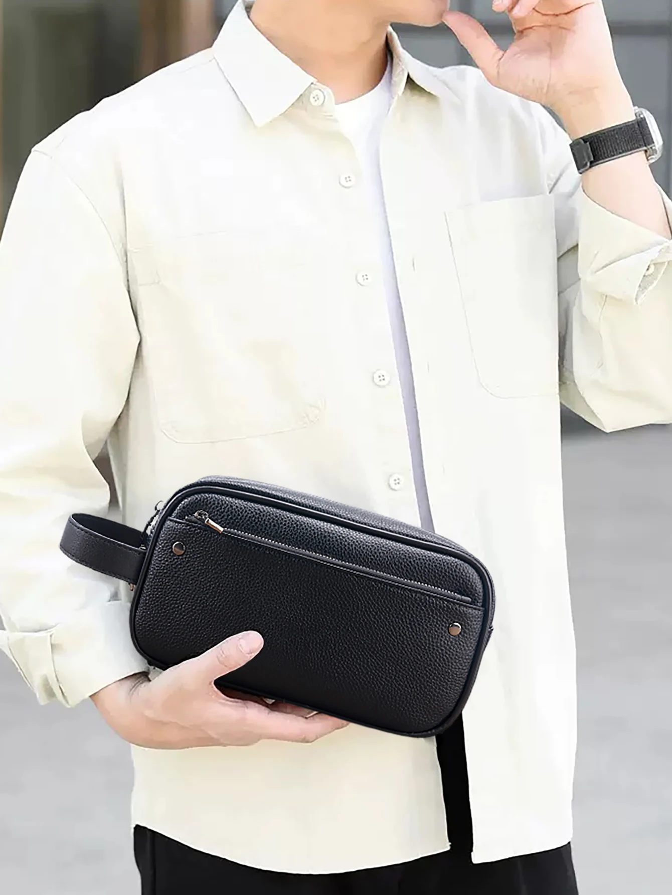 Briefcase Leather Slim - Sac à main à bracelet verrouillable