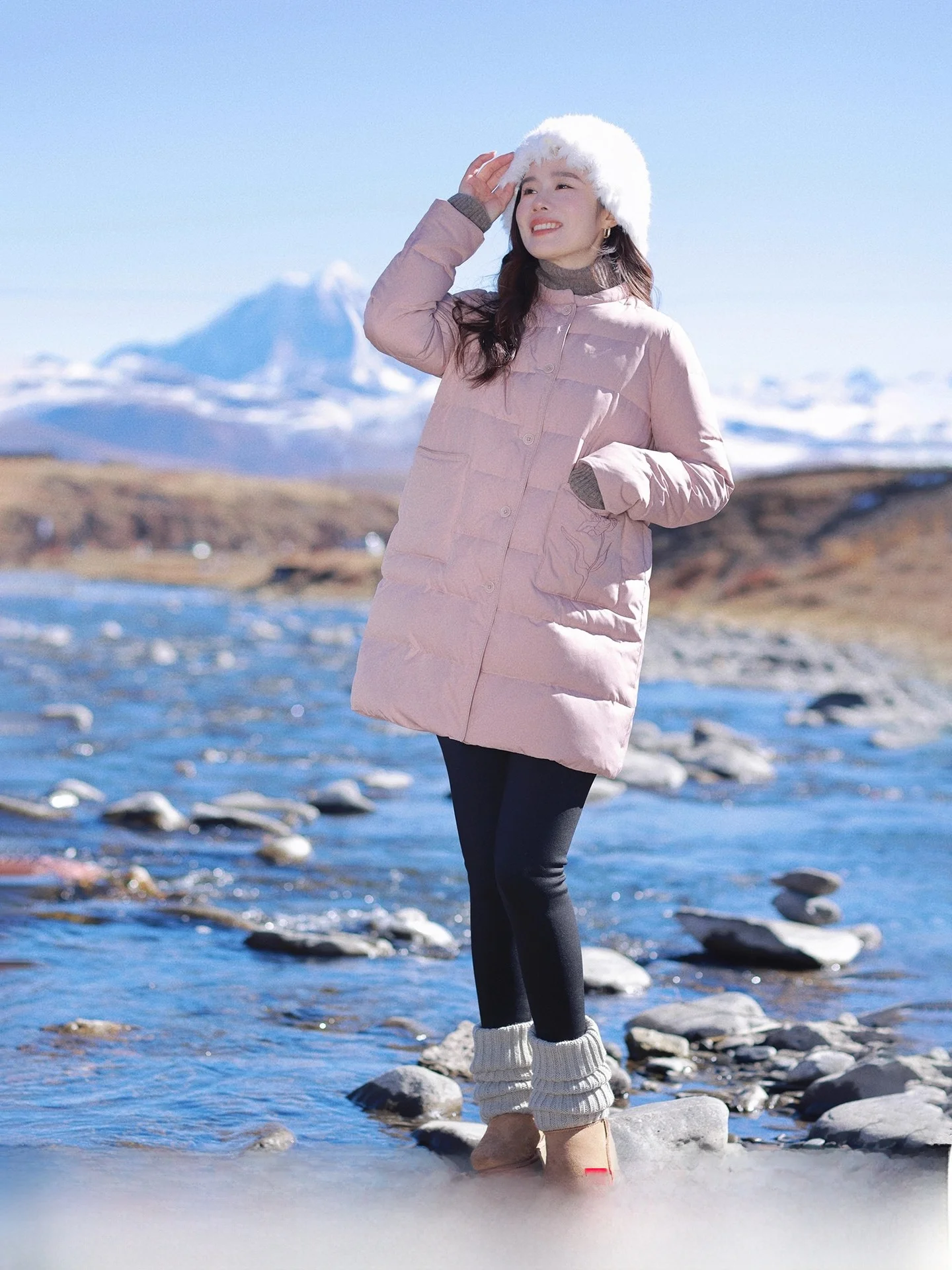 

Розовая женская зимняя куртка средней длины с художественным дизайном, повседневная, теплая, из полиэстера, с длинными рукавами