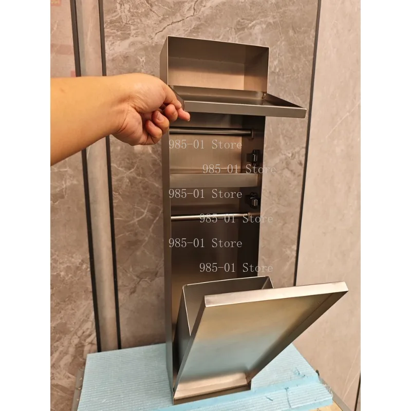 

Встраиваемая ниша для унитаза из нержавеющей стали с мусорным ведром и скрытым держателем для туалетной щетки, встраиваемая в плитку/шкаф