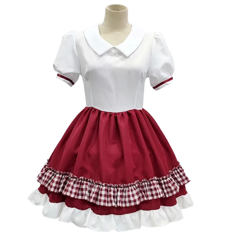 Vestido bonito de empregada Lolita para mulheres, capuchinho vermelho, traje cosplay, roupa para meninas