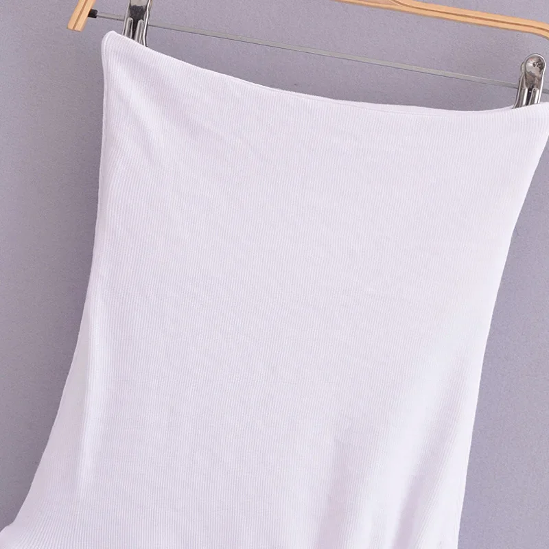 Mini abito senza spalline con spalle scoperte Abito bianco nero con volant lavorato a maglia Abiti corti sexy senza schienale estivi Abiti da festa audace