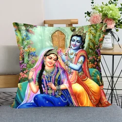 Nuovo Bella Radha Krishna Anime Copertura Del Cuscino Camera Da Letto Home Office Decorativa Federa Piazza Della Chiusura Lampo caso Cuscino di Raso Molle Della Copertura