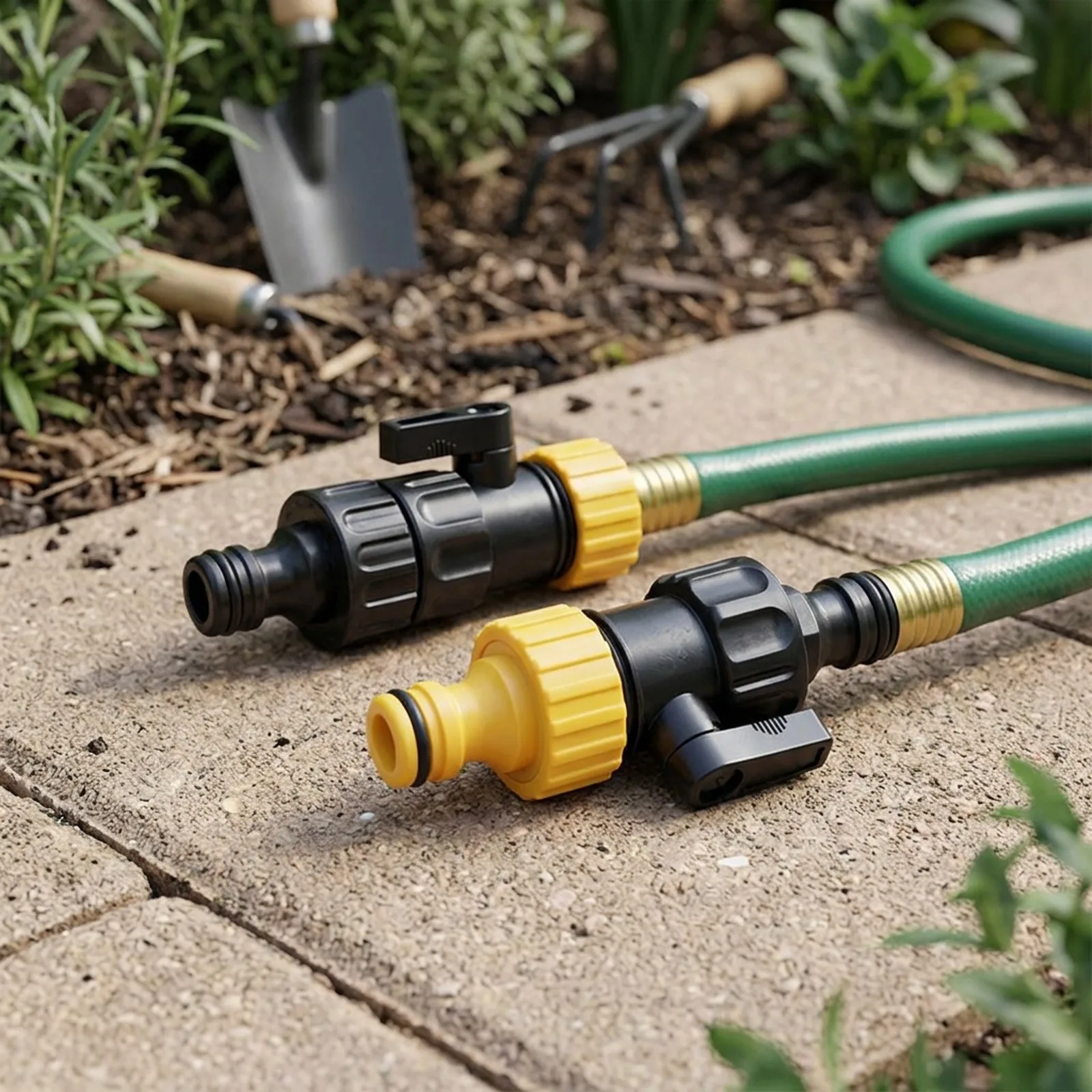 2 Pack Inline Garden Hose Shut-Off Valves with 1/2 Inch Female Ends Suitable for Balcony Watering and Lawn Irrigation