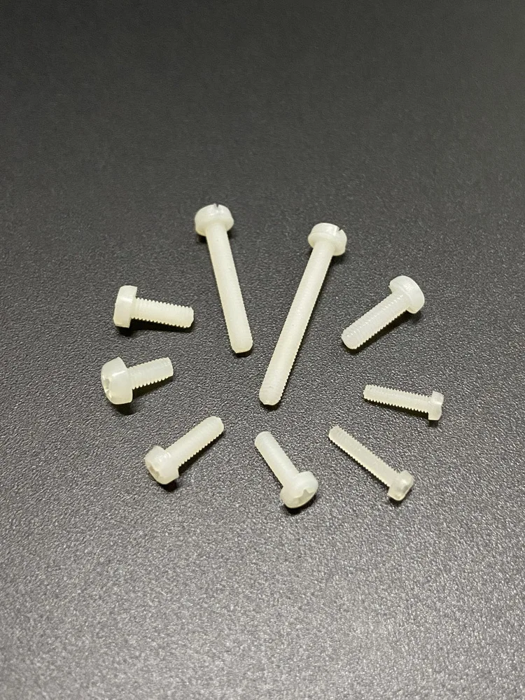 Nylon 66 Material Natural Color Corrosion Resistant Fasteners Round Head Cross Groove M2 M2.5 M3 Thread Insulated Plastic Screw