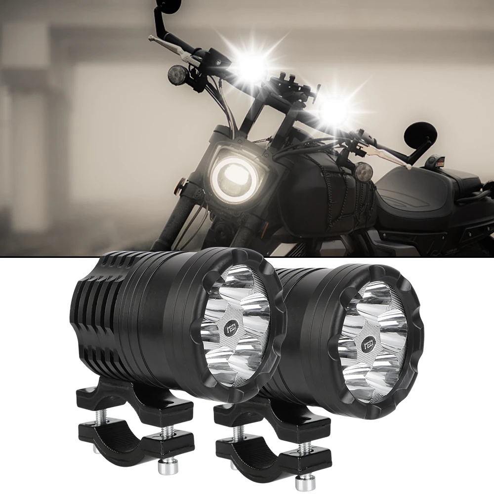 12-80V Motorcycle Spotlight LED Truck Trailer Lights Fog Lamp 30W 6500K Electric Bicycle Headlight Dirt Pit Bike ATV Accessories