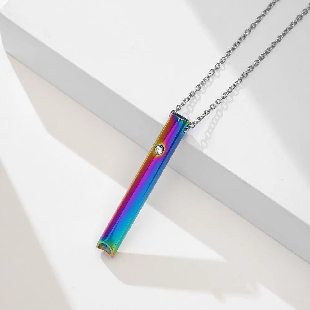 جديد الفولاذ المقاوم للصدأ صافرة قلادة الهدوء الاسترخاء التأمل اليقظة قلادة القلق الإغاثة تنفس قلادة النساء الرجال #3