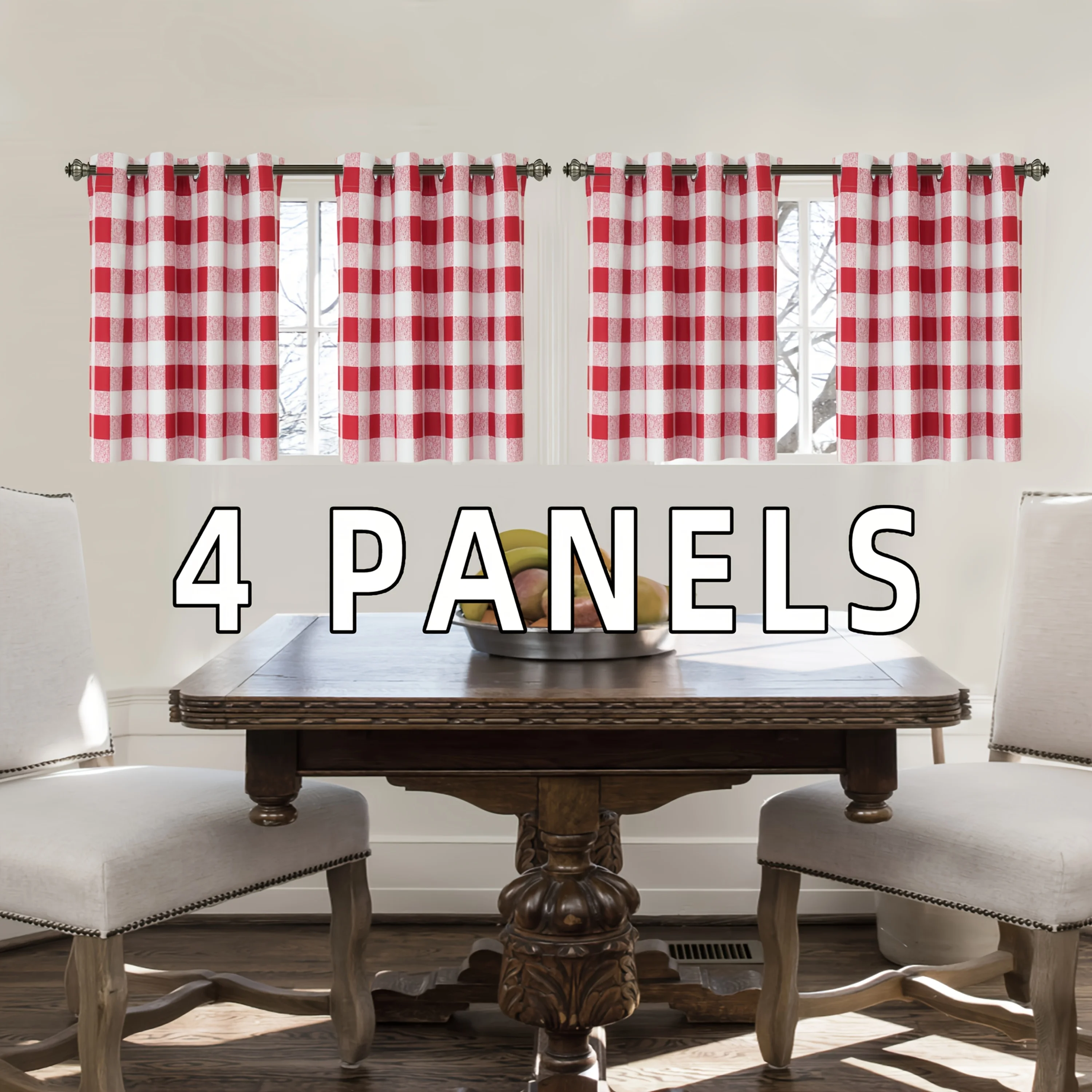 4 Panels Buffalo Plaid Check Curtains Blackout Thermal Insulated Grommet Window Drapes For Farmhouse Living Room