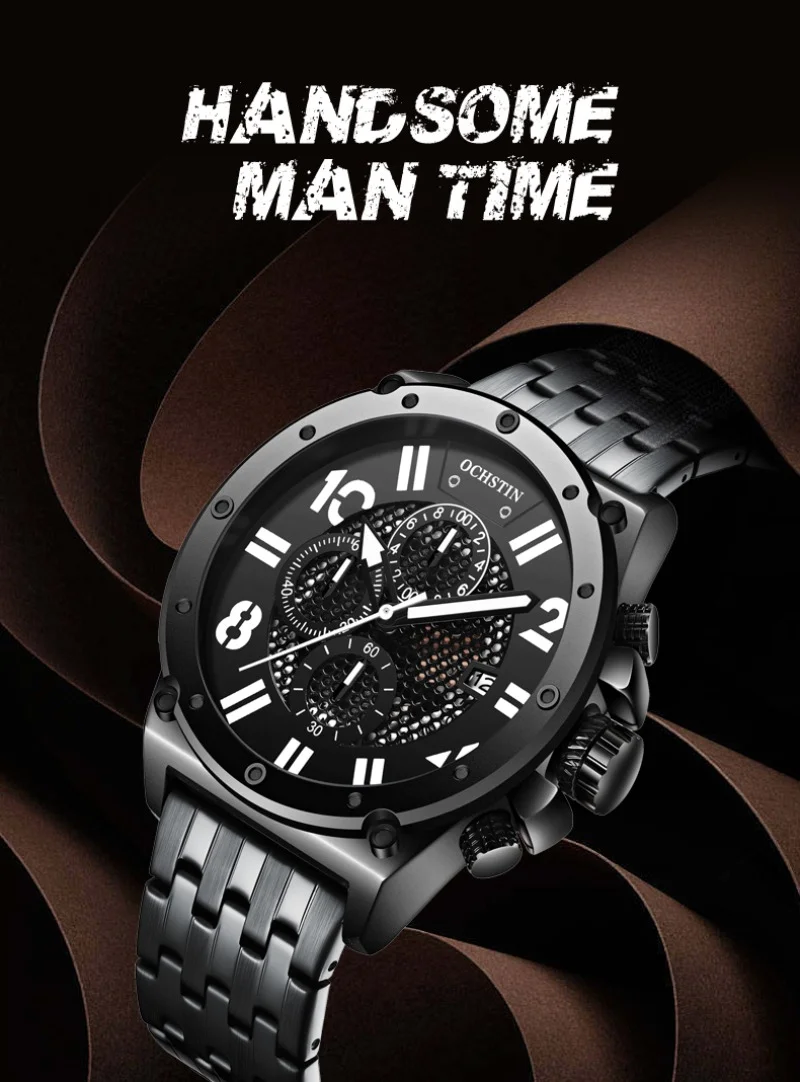 Clássico Relógio de Negócios Masculino, Impermeável, Luminoso, Calendário, Multifunções, Pulseira de Aço, Presente para Amigos, Novo Estilo, 2023