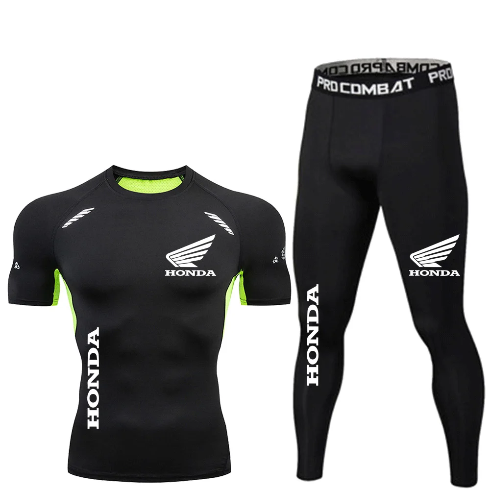 

Honda Logo Men's Fitness Morning Run Set, Two-piece Set, Ice Silk Quick-Drying Swimming Trunks, Tight-Fitting Sportswear