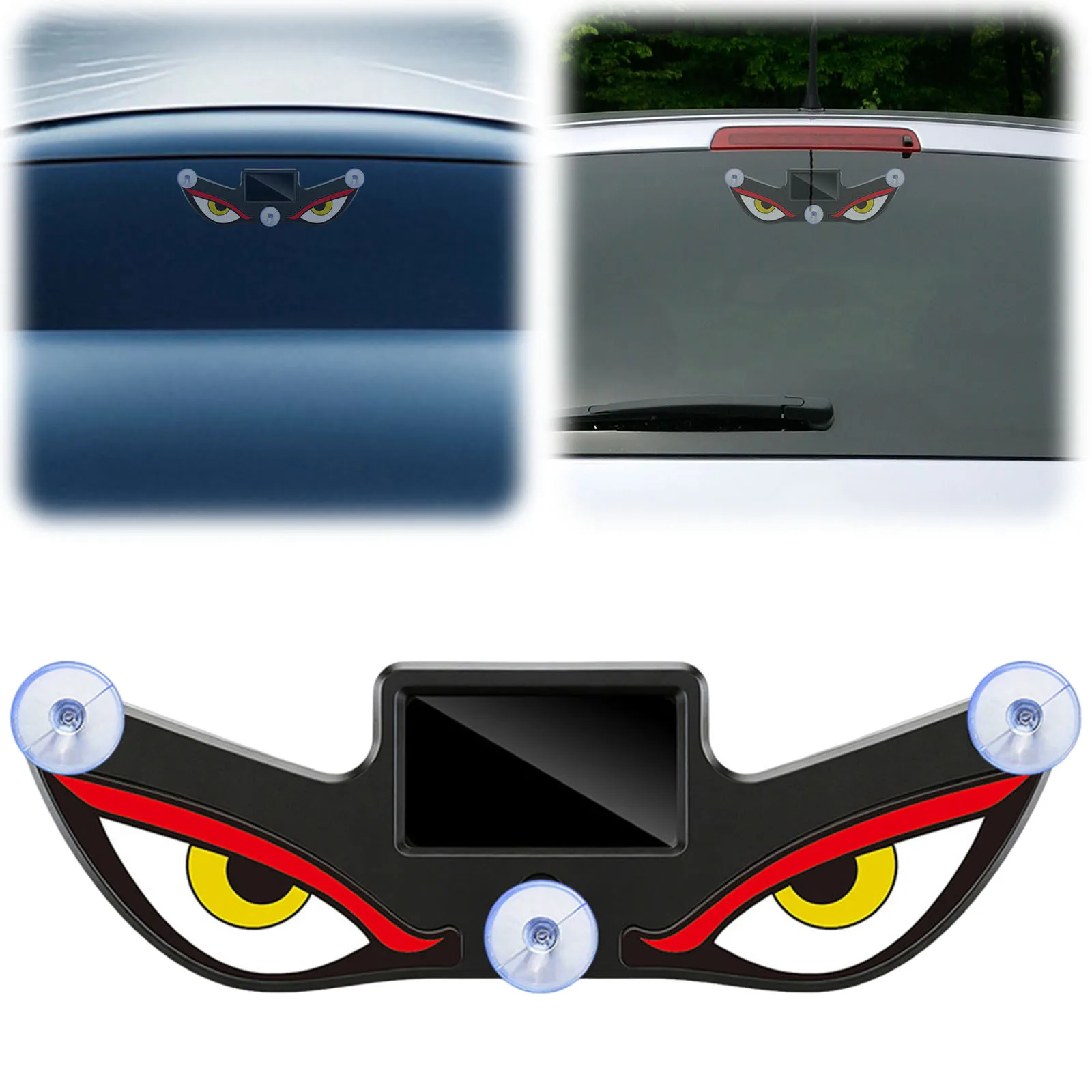 Evil Eye Window Decor Light Solar & Type-C Dual Power Car Eye Warning Lamp Wireless No Drill for Cars Windshield Rear Window