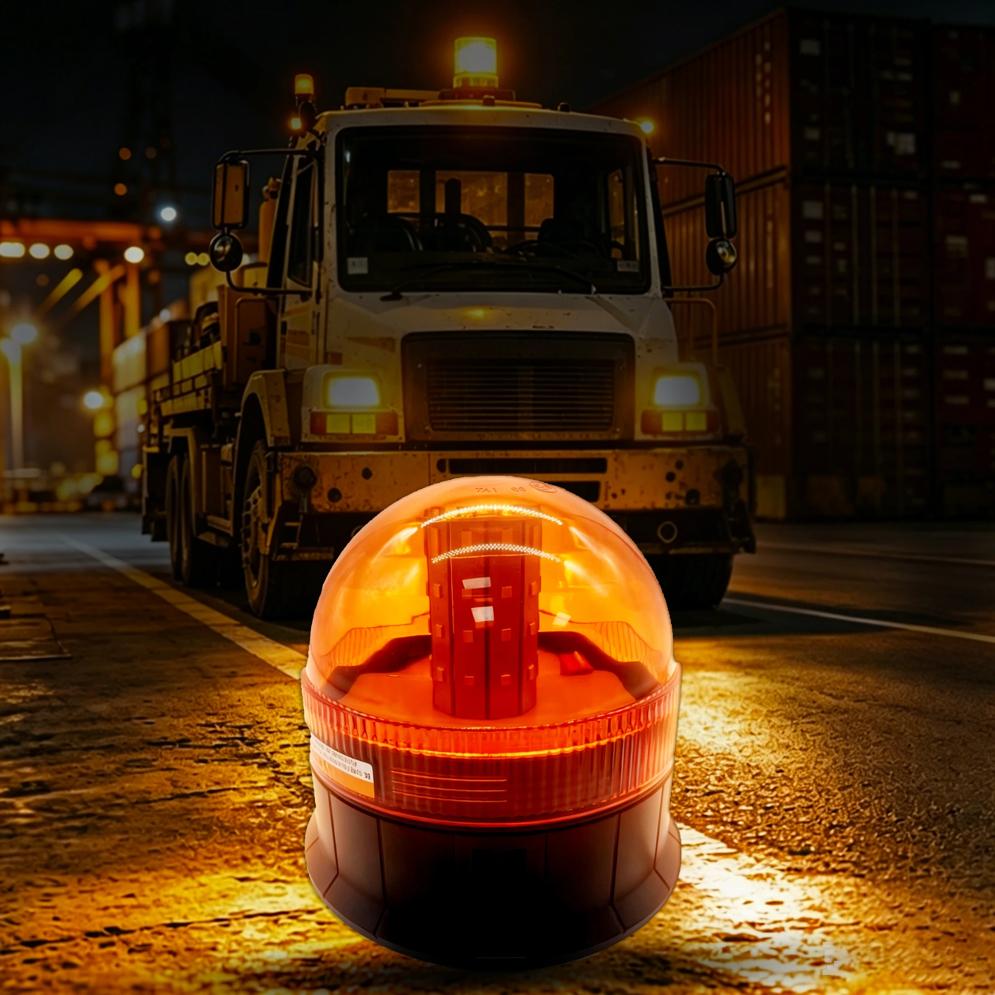12V/24V Amber LED Rotating Flashing Beacon Warning Light Strobe Safety Lamp for Trucks Machinery