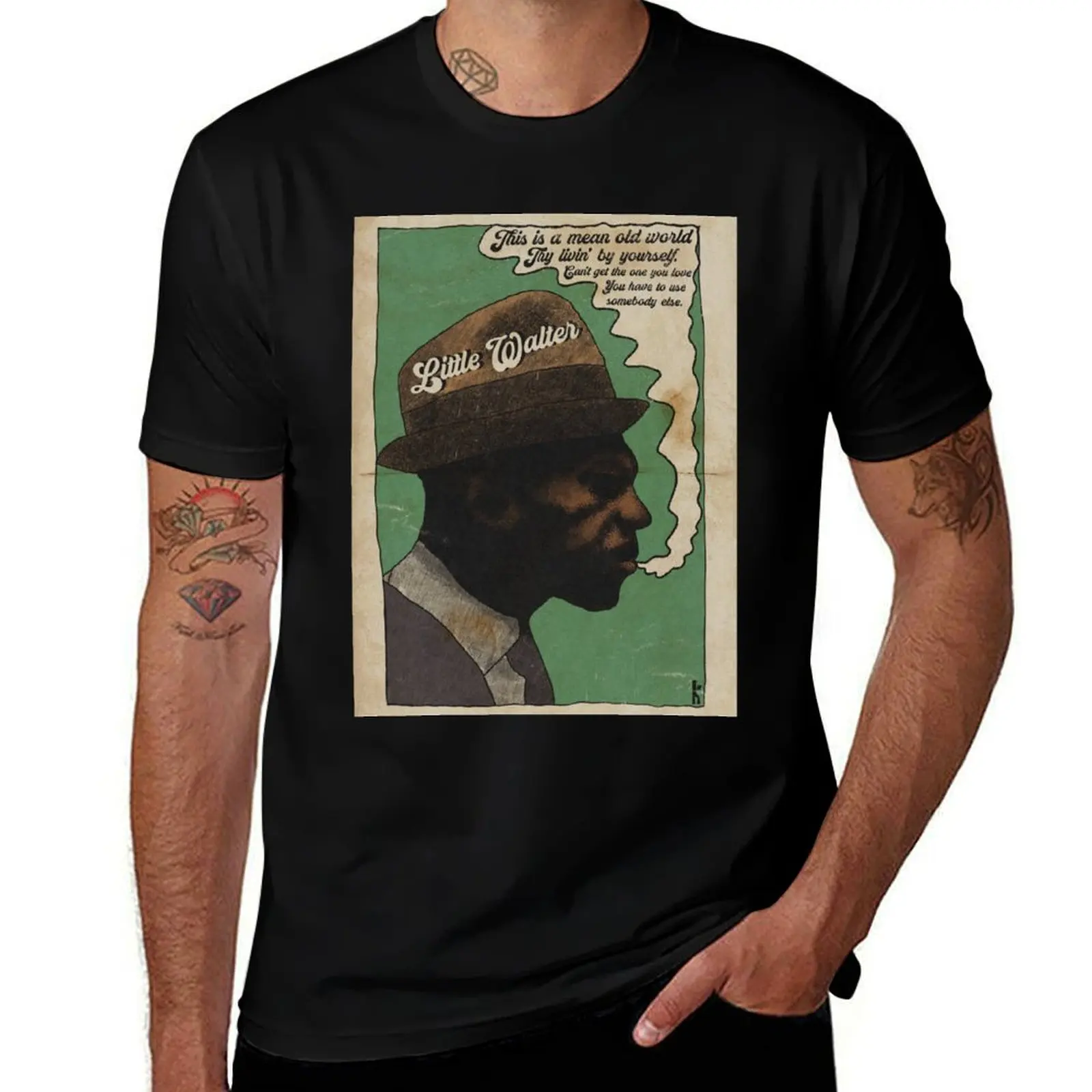 Little Walter retro styled poster T-Shirt shirts graphic tees customs design your own mens t shirts top quality