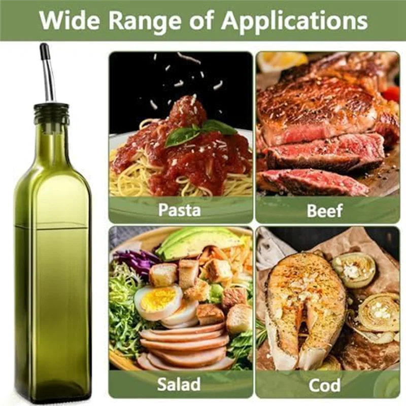 【B07R】Dispensador de aceite de oliva de vidrio verde, juego de dispensador de vinagre para cocina, cocinar, aderezo para ensaladas, barbacoa, mezclar